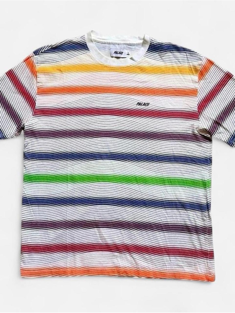 Palace Skateboards Men's Multi-Color Striped Tee - White Base XL